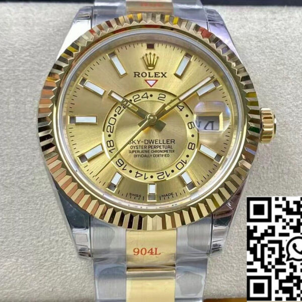 Rolex Sky Dweller M326933-0001 V2 Best 1:1 Edition Noob Factory Champagne Dial