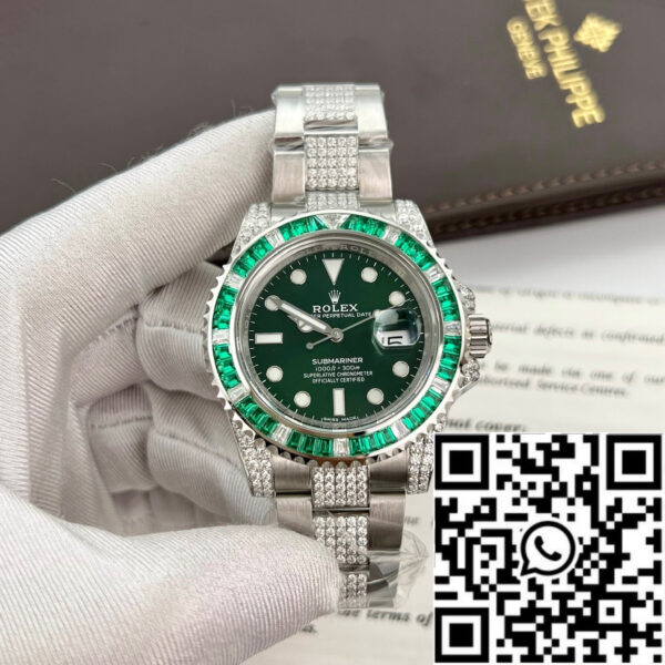 Rolex Submariner Hulk Oystersteel custom Moissanite Diamonds super vip