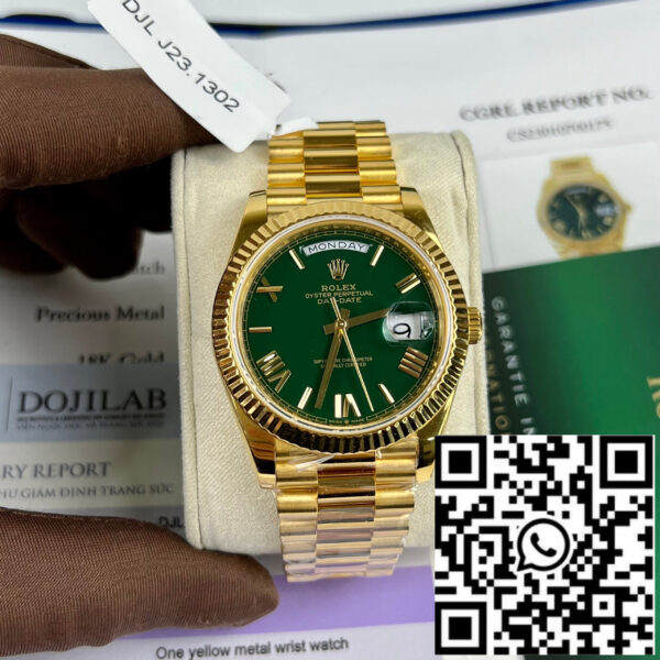 Rolex DayDate 40mm 228238 coated 18k Yellow Gold President Green Dial 130 gram