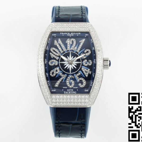 Franck Muller V32 Women's Yachting 1:1 Best Edition ABF Factory Square Diamond Gypsophila Blue