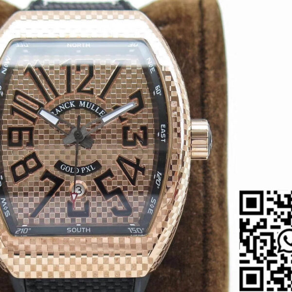 Franck Muller Vanguard V45 1:1 Best Edition Swiss ETA2824-2 18K Rose Gold Black Nylon Strap