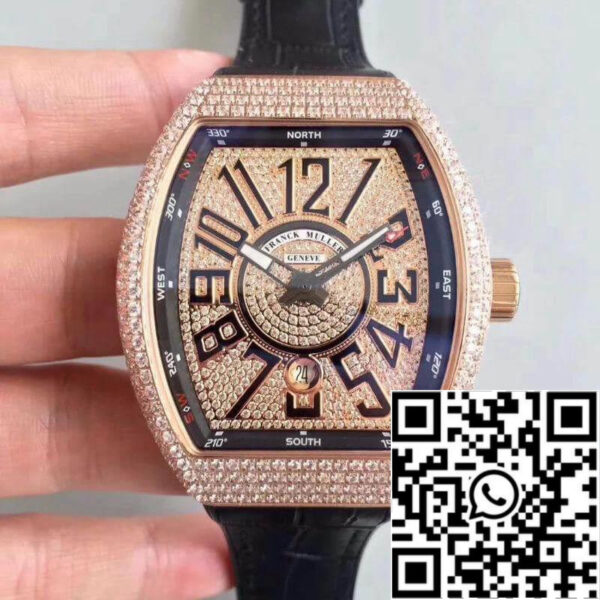 Franck Muller Vanguard V45 1:1 Best Edition Swiss ETA2824-2 Black Leather Strap
