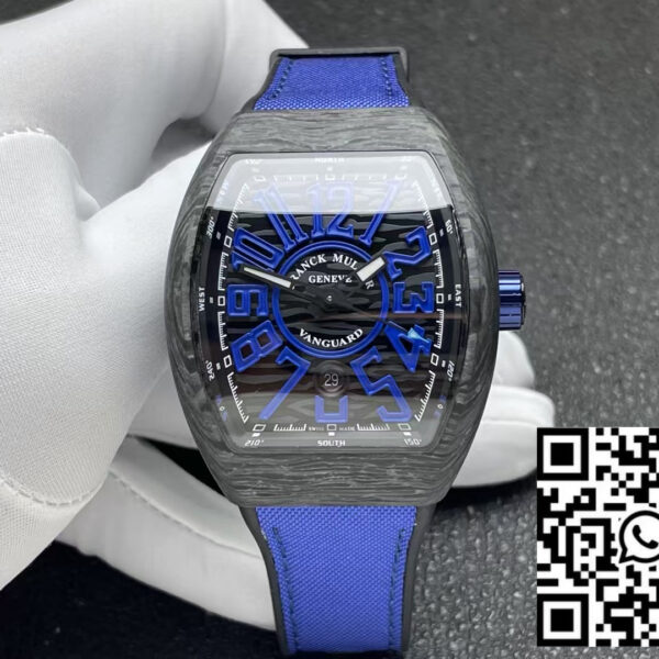 Franck Muller Vanguard V45 Carbon Fiber 1:1 Best Clone Blue Strap