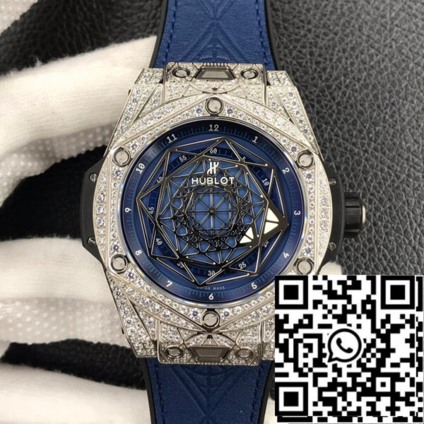 Hublot Big Bang 1:1 Best Edition WWF Factory Full Diamond Blue Dial