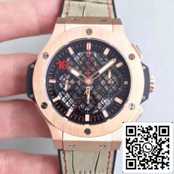 Hublot Big Bang Aero Bang Gold Mechanical Watches 1:1 Best Edition Swiss ETA4100 Black Skeleton Dial