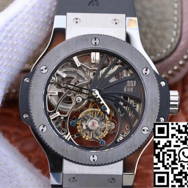 Hublot Big Bang Hollow Tourbillon 1:1 Best Edition Ceramic Bezel Skeleton Dial
