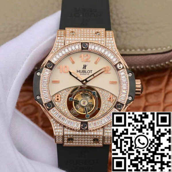 Hublot Classic Fusion 45mm Tourbillon 1:1 Best Edition With Diamond Rosegold White Dial Swiss Toubillon