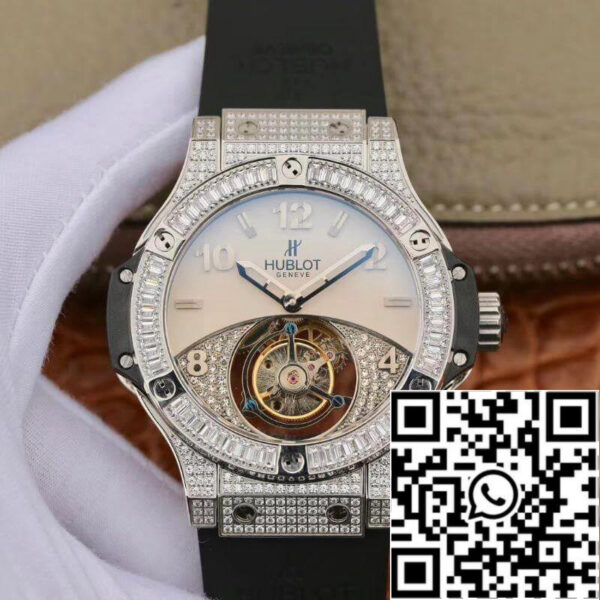 Hublot Classic Fusion 45mm Tourbillon With Diamond Gray Dial 1:1 Best Edition on Black Rubber Strap Swiss Tourbillon