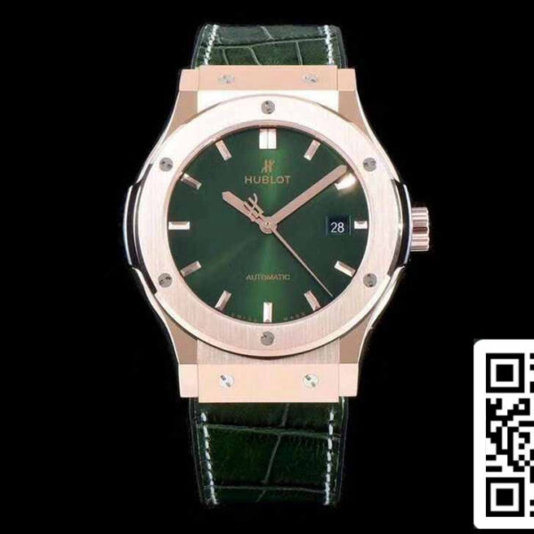 Hublot Classic Fusion 542.OX.8980.LR 1:1 Best Edition JJ Factory Green Dial Rose Gold