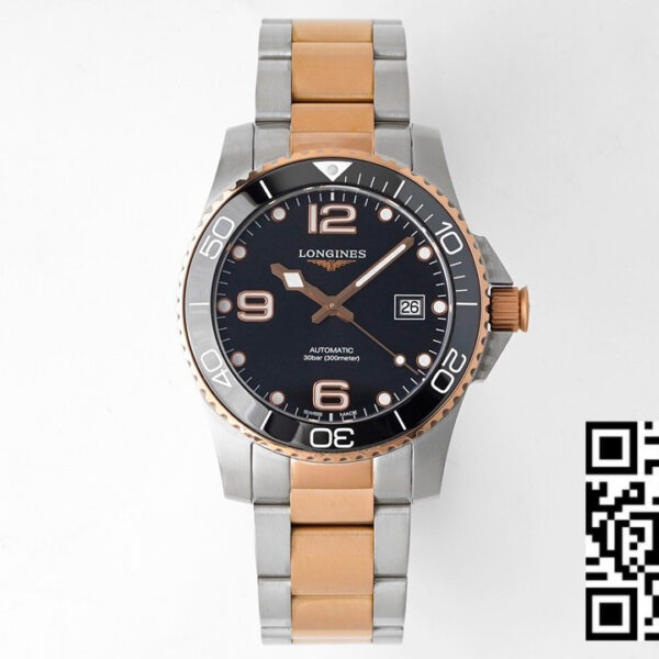 Longines Conquest L3.781.3.58.7 SS/RG Black Ceramic Bezel SS ZF Factory 1:1 Best Edition Black Dial