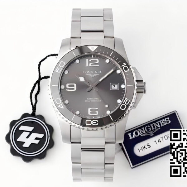 Longines Conquest L3.781.4.06.6 Grey Ceramic Bezel SS ZF Factory 1:1 Best Edition Grey Dial