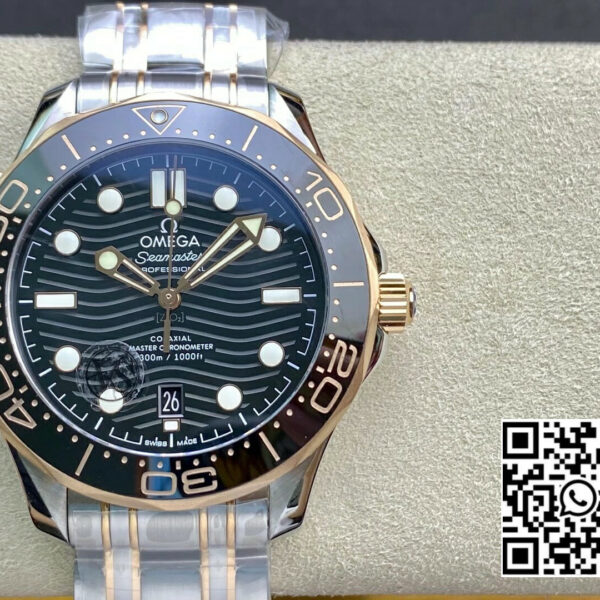 Omega 2018 Seamaster Diver 300M SS/RG VS Factory 1:1 Best Edition RG Bezel Black Dial
