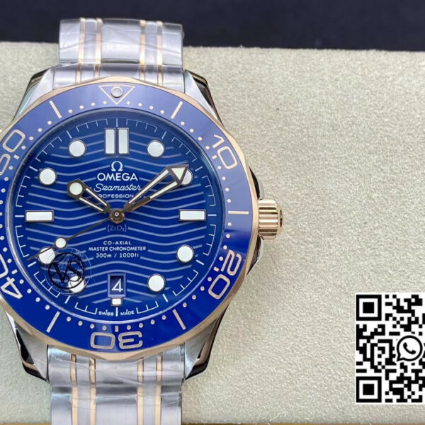 Omega 2018 Seamaster Diver 300M SS/RG VS Factory 1:1 Best Edition RG Bezel Blue Dial