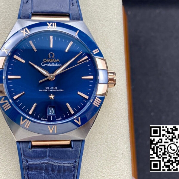 Omega Constellation Black Ceramic SS/RG VS Factory 1:1 Best Edition Blue Dial