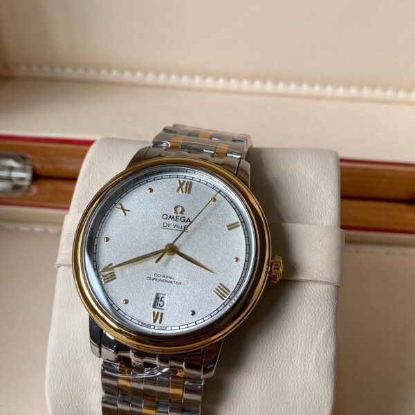 Omega De Ville Prestige 39.5mm YG/SS A+ Factory 1:1 Best Edition White Granular Dial