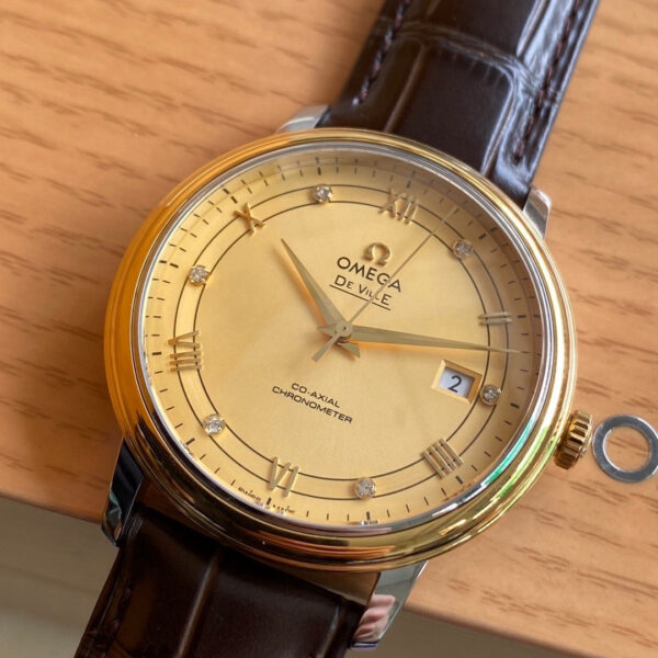 Omega De Ville Prestige 39.5mm YG/SS A+ Factory 1:1 Best Edition Yellow Dial