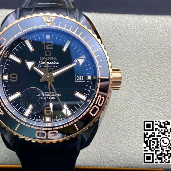 Omega Planet Ocean 45.5mm Deep Gold Black Real Ceramic VS Factory Black Leather Strap A8906 Super Clone