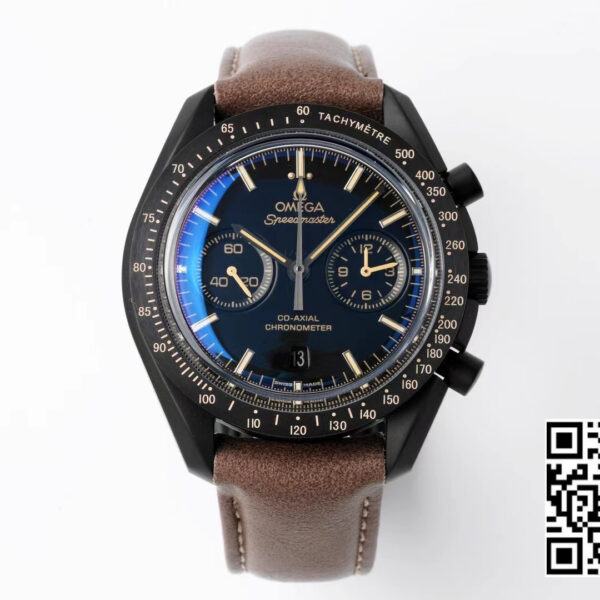 Omega Speedmaster “Dark Side of The Moon” Real Ceramic OM Factory 1:1 Best Edition Brown Leather Strap A9300