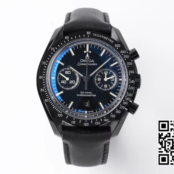 Omega Speedmaster “Dark Side of The Moon” Real Ceramic OM Factory 1:1 Best Edition on Black leather Strap A9300