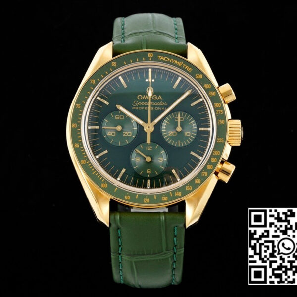 Omega Speedmaster Moonwatch in Moonshine Gold YG RM Factory 1:1 Best Edition Green Dial