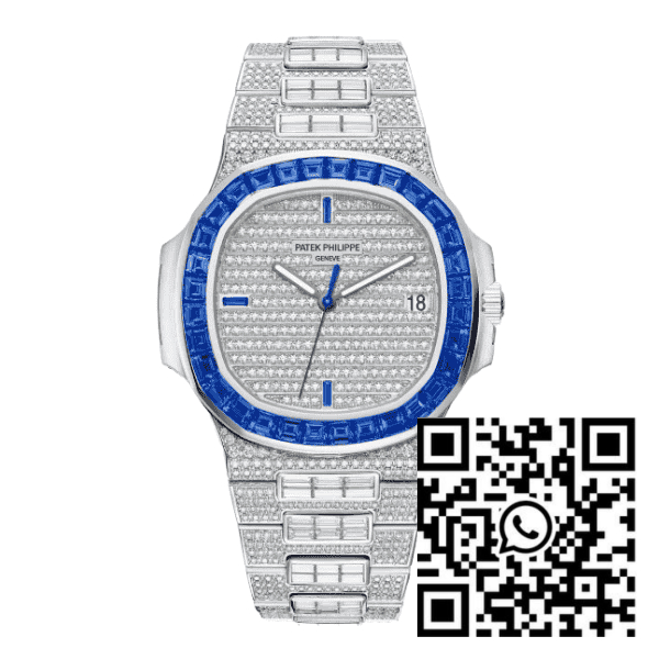Patek Philippe Nautilus 5711/1A 40mm Demi Baugette Blue Full Moissanite HongKong – VIP Version