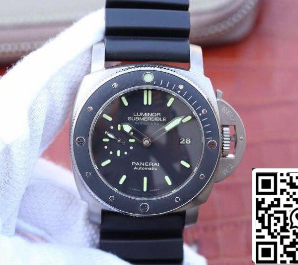 Panerai Luminor Submersible PAM389 VS factory 1:1 Best Edition Swiss ETA P9000 Black Rubber Strap
