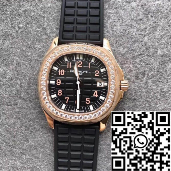 Patek Philippe Aquanaut 1:1 Best Edition PPF Factory Diamond Rose Gold Black Dial