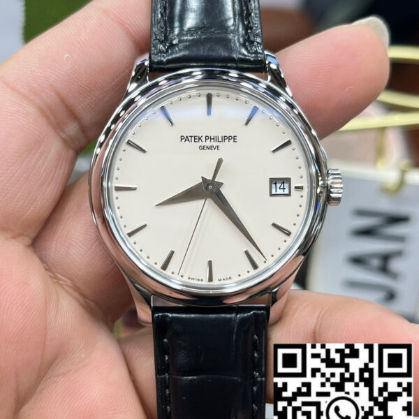 Patek Philippe Calatrava 5227G White Dial 1:1 Best Edition 3K Factory Black Leather Strap
