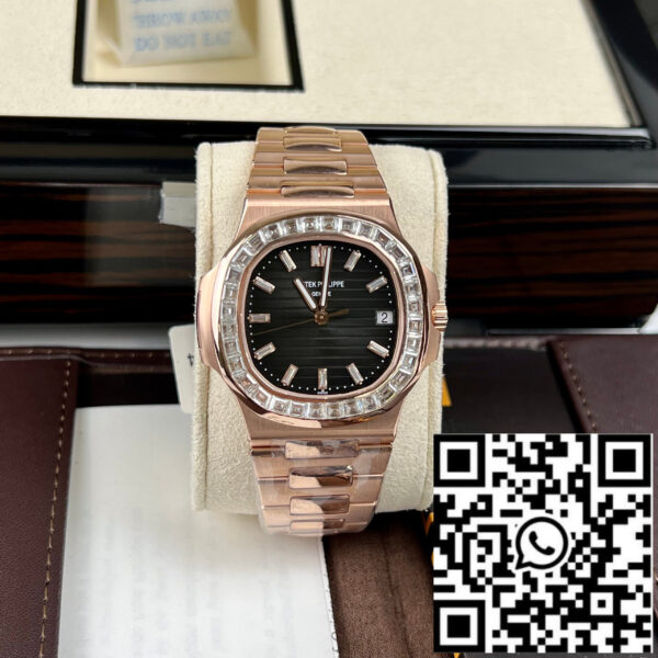 Patek Philippe Nautilus 5711/1R-001 –Wrapped 18k Rose Gold and Moissanite Baguette