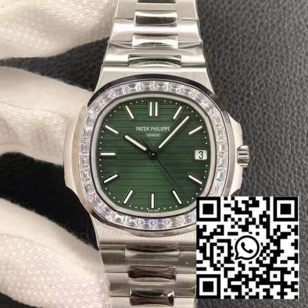 Patek Philippe Nautilus 5711 Olive Green with T-Cut Diamonds 1:1 Best Clone 3K Factory Newest Version