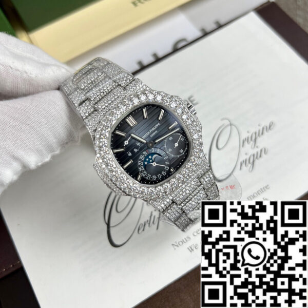 Patek Philippe Nautilus 5712/1A-001  PPF Factory V2 Blue Dial custom full Moissanite