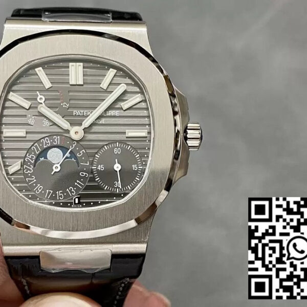 Patek Philippe Nautilus 5712G-001 Grey Dial 1:1 Best Edition PPF factory V2 Leather Strap