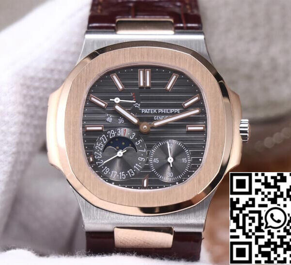 Patek Philippe Nautilus 5712GR-001 1:1 Best Edition PF Factory Rose Gold Leather Belt