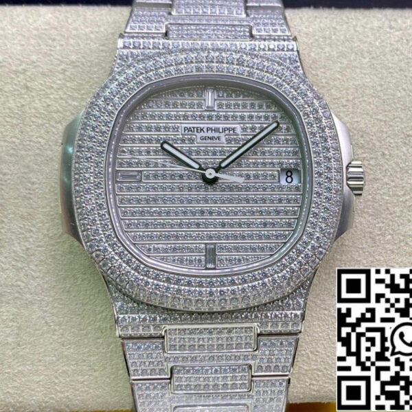 Patek Philippe Nautilus 5719/10G-010 1:1 Best Edition PPF Factory V4 Silver Diamond Swiss ETA324