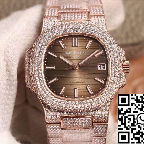 Patek Philippe Nautilus 5719-10G Rose Gold Diamond 1:1 Best Edition R8 Factory Gradient Brown Dial Swiss Cal.324 S‌ C