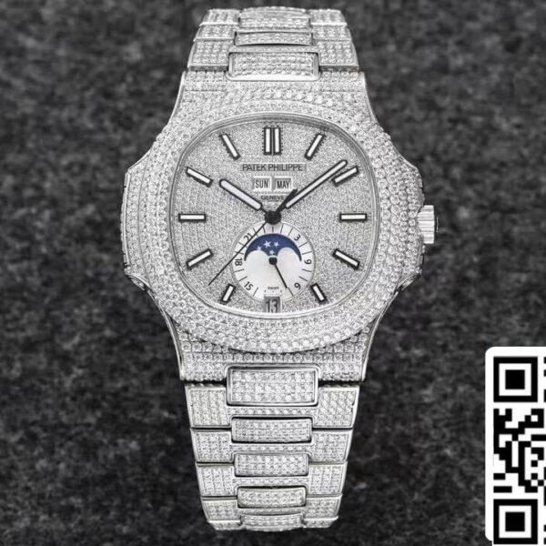 Patek Philippe Nautilus 5726/1A-014 1:1 Best Edition R8 Factory Gypsophila Diamond Dial