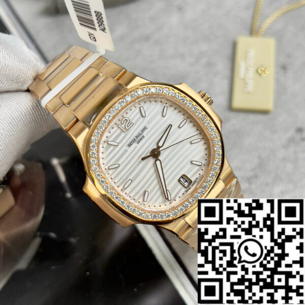 Patek Philippe Nautilus 7118/1R-010 18k gold filled with white dial custom Moissanite stone