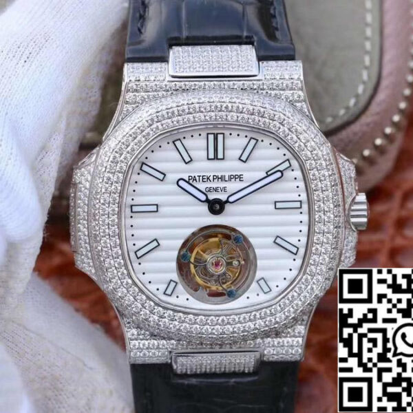Patek Philippe Nautilus Jumbo 5711 R8 Factory 1:1 Best Edition Swiss Tourbillon White Dial