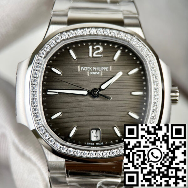 Patek Philippe Nautilus Ladies 7118/1A-011 custom stone from 3K Factory Stainless Steel
