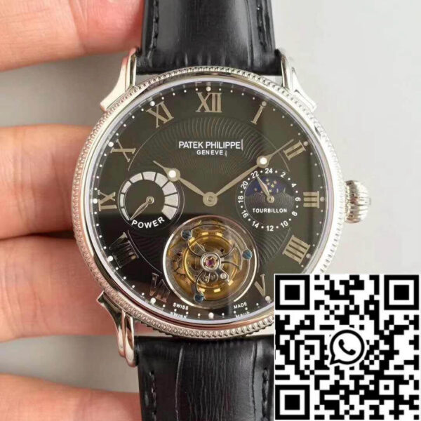 Patek Philippe Tourbillon Moonphase 1:1 Best Edition Swiss Tourbillon Black Dial
