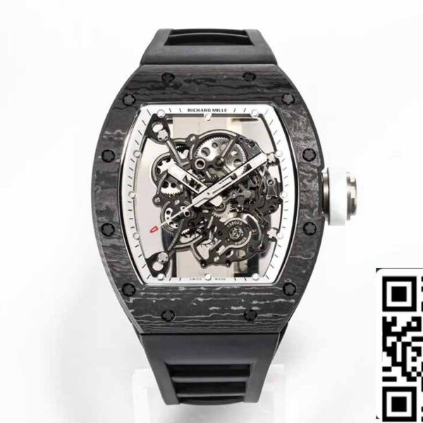BBR Factory [V3] RICHARD MILLE  RM055 RM-055 NTPT Carbon Fiber Case Rubber Strap