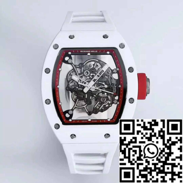 RICHARD MILLE  RM055 Ceramic case 1:1 Best Edition BBR Factory [V3] White Rubber Strap