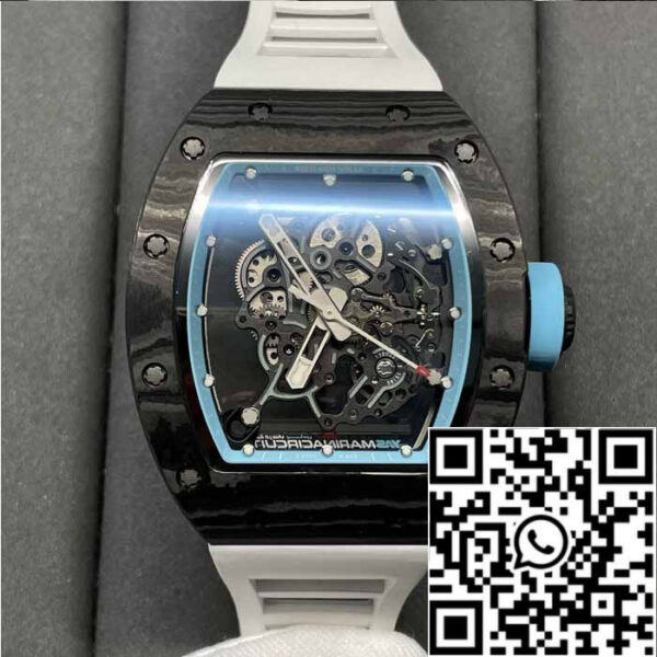 RICHARD MILLE  RM055 NTPT Carbon Fiber 1:1 Best Edition BBR Factory [V3] White Rubber Strap