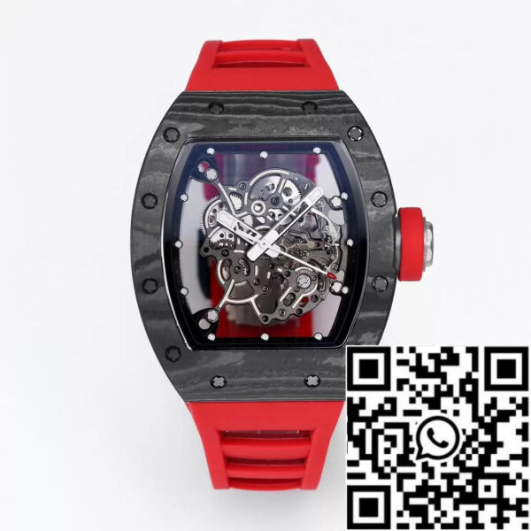 RICHARD MILLE RM055 Redesigned original 1:1 Best Edition BBR Factory 2024 Black Bezel Red Strap