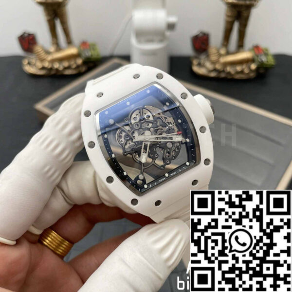 RICHARD MILLE  RM055 White Ceramic case 1:1 Best Edition BBR Factory [V3] Rubber Strap