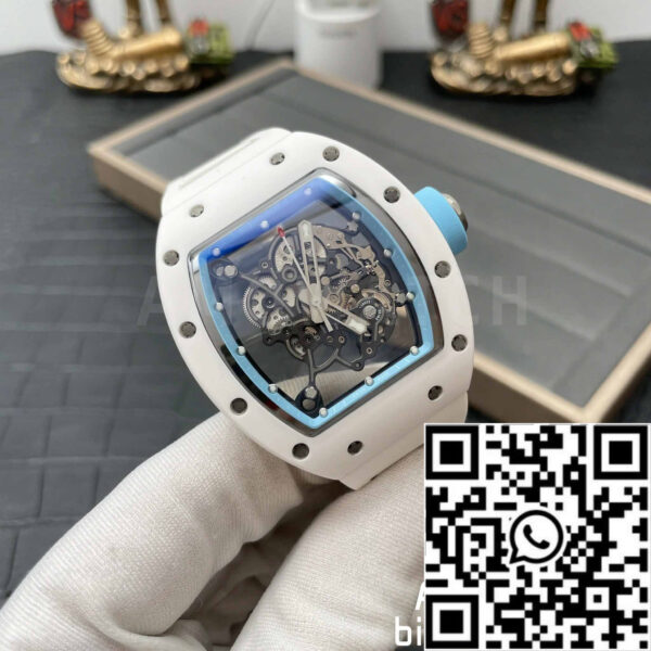 RICHARD MILLE  RM055 White Ceramic case 1:1 Best Edition BBR Factory [V3] White Rubber Strap