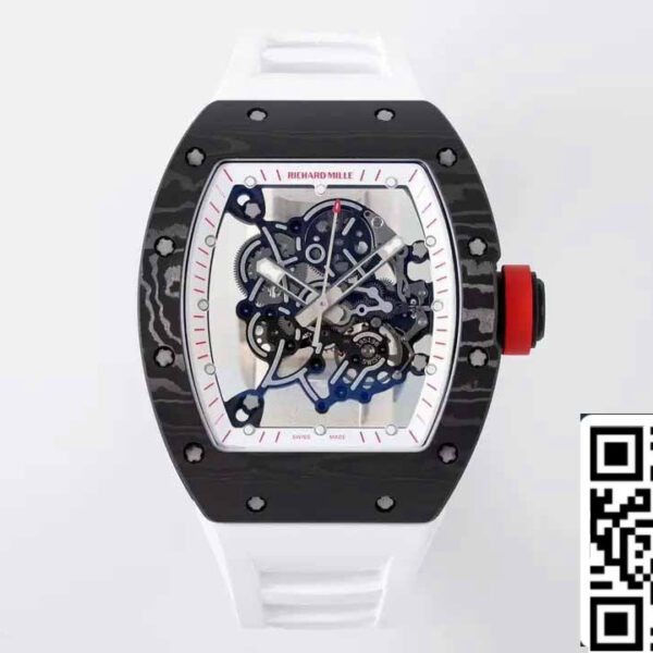 RICHARD MILLE  RM055  ZF 2024 1:1 Best Edition Carbon Fiber Case Red Knob White Strap