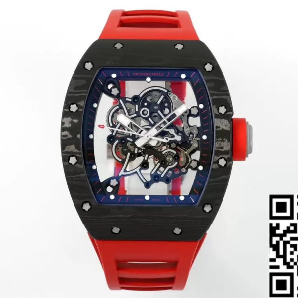 RICHARD MILLE  RM055  ZF 2024 1:1 Best Edition Carbon Fiber Case Red Strap