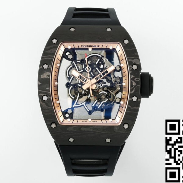 RICHARD MILLE  RM055  ZF 2024 1:1 Best Edition Carbon Fiber Case Rose Gold Dial