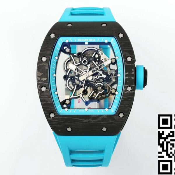 RICHARD MILLE  RM055  ZF 2024 1:1 Best Edition Carbon Fiber Case turquoise Strap